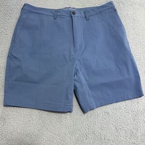 Mack Weldon Chino Shorts Mens Blue Performance Golf Flat Front Zipper 36‎